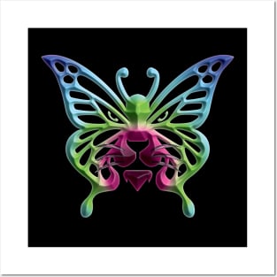 Wolf and butterfly 3d super soft blend drawing cute cool colorful Posters and Art